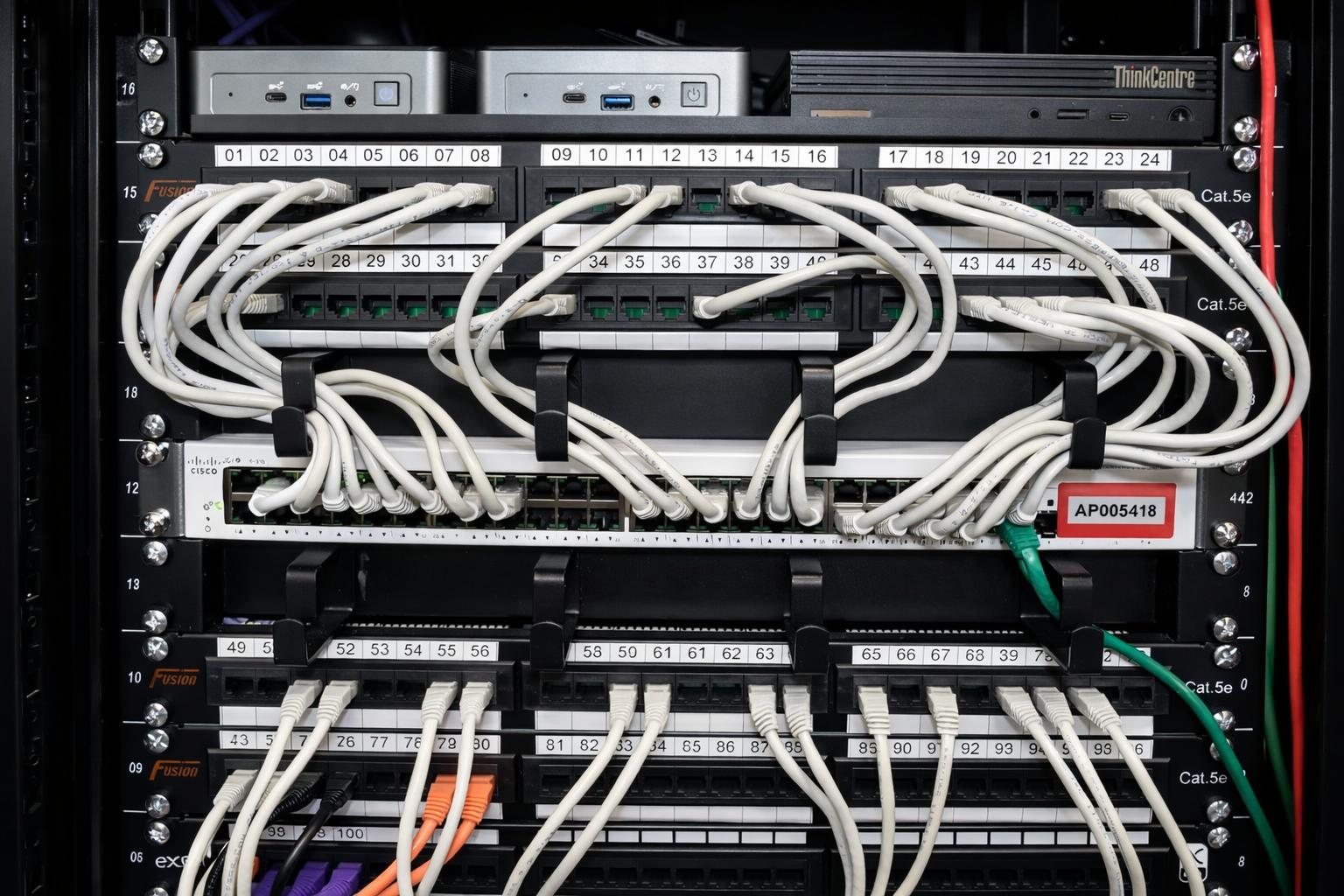 Neatly patched network cabinet
